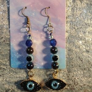 Druzy eye oil slick earrings dangles
